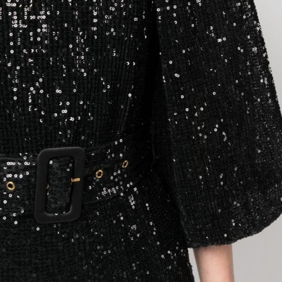 byTiMo black sequin-embellished belted mini dress size xs nwt - Picture 4 of 7